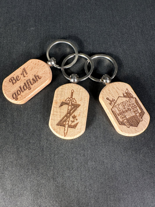 Custom Laser Engraved Beech Wood Keychain