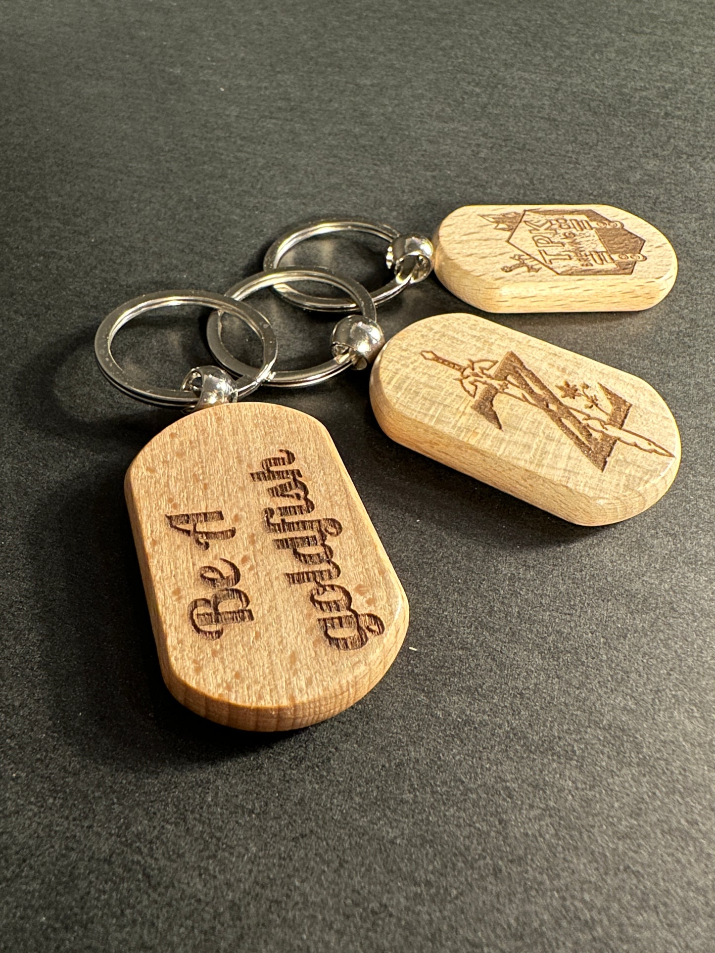 Custom Laser Engraved Beech Wood Keychain