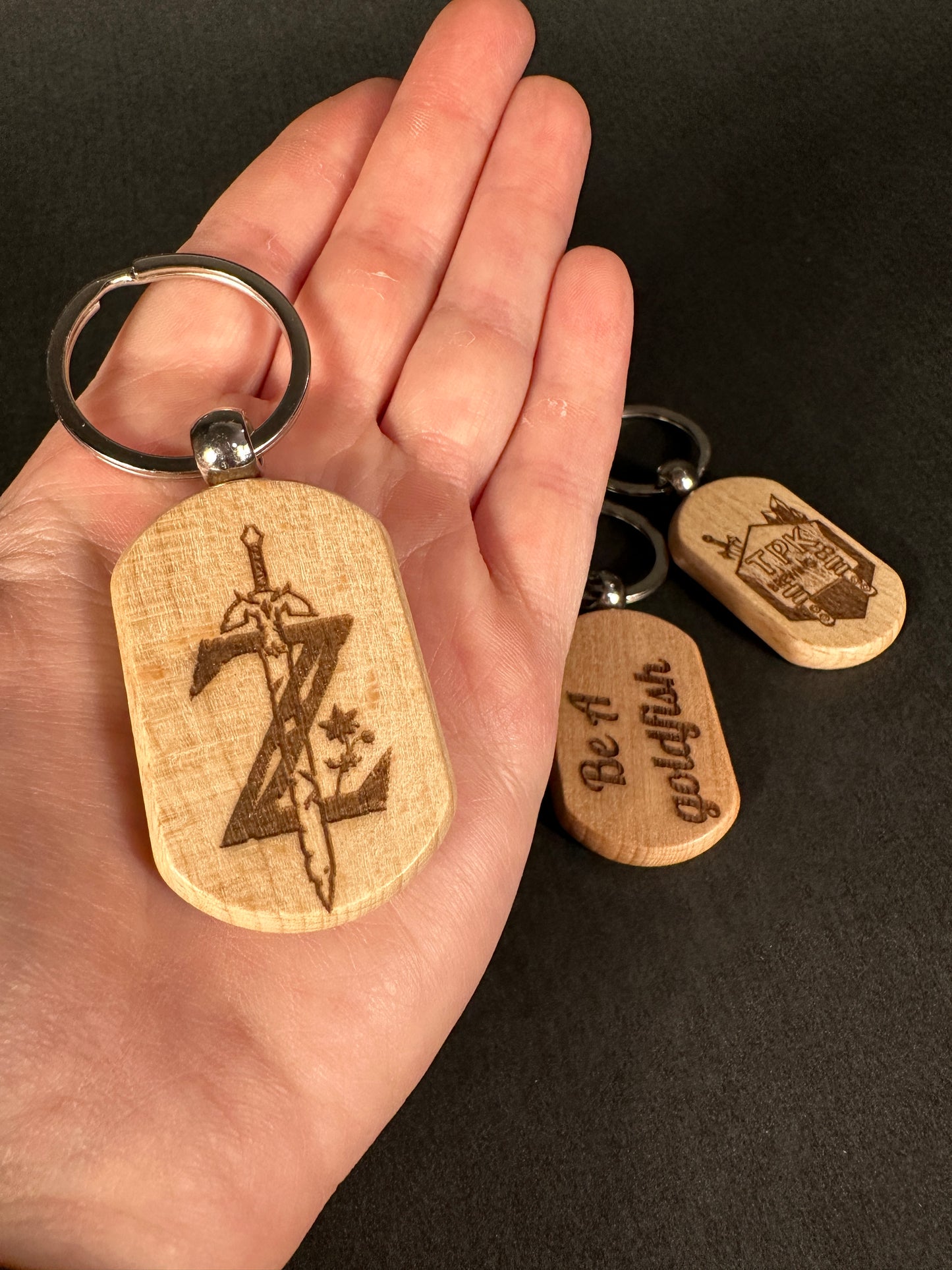 Custom Laser Engraved Beech Wood Keychain
