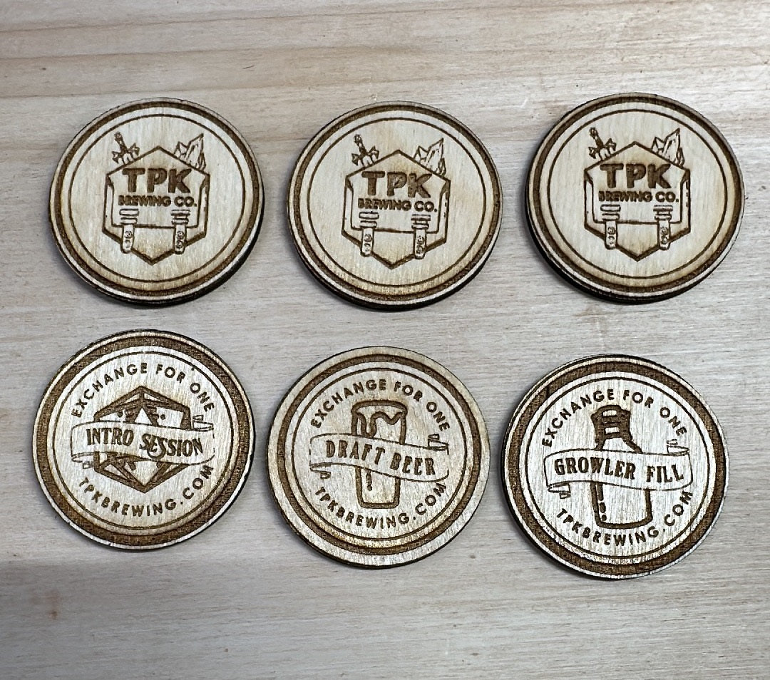 Custom Laser Engraved 1.5 Inch Wooden Token