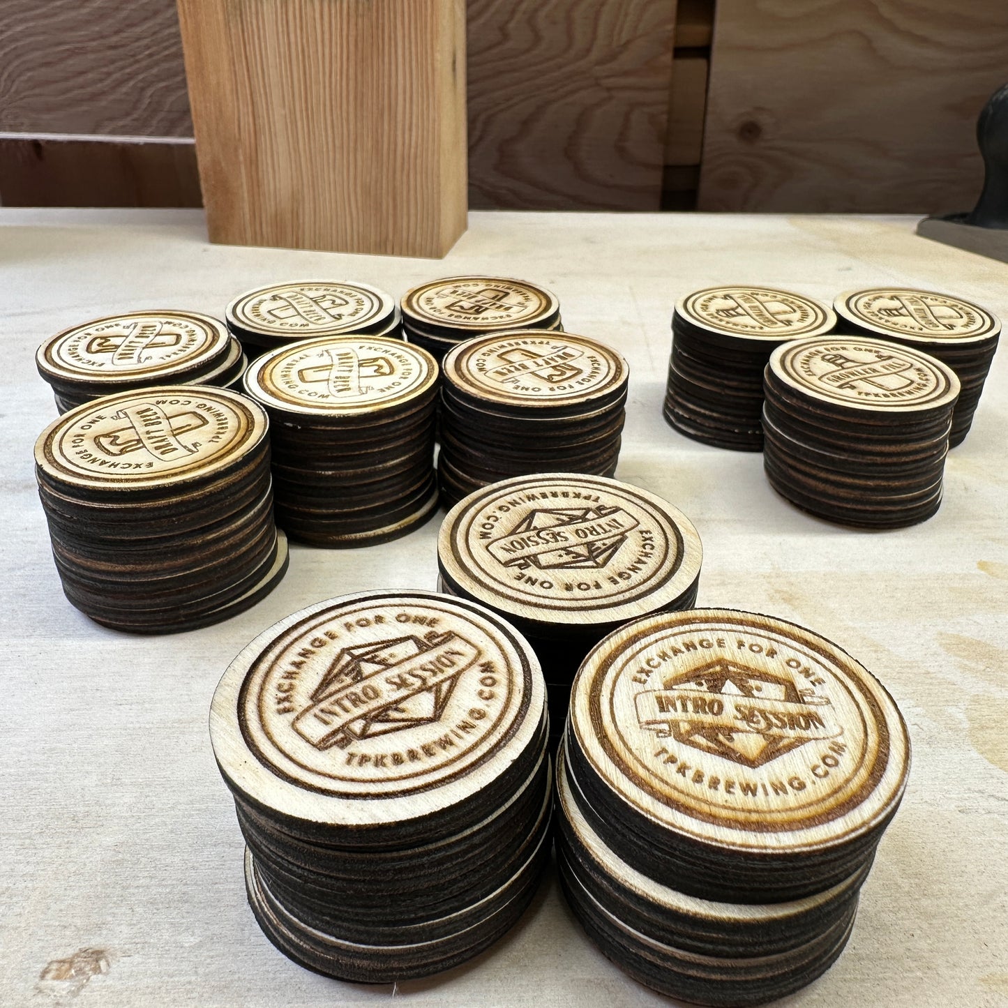 Custom Laser Engraved 1.5 Inch Wooden Token