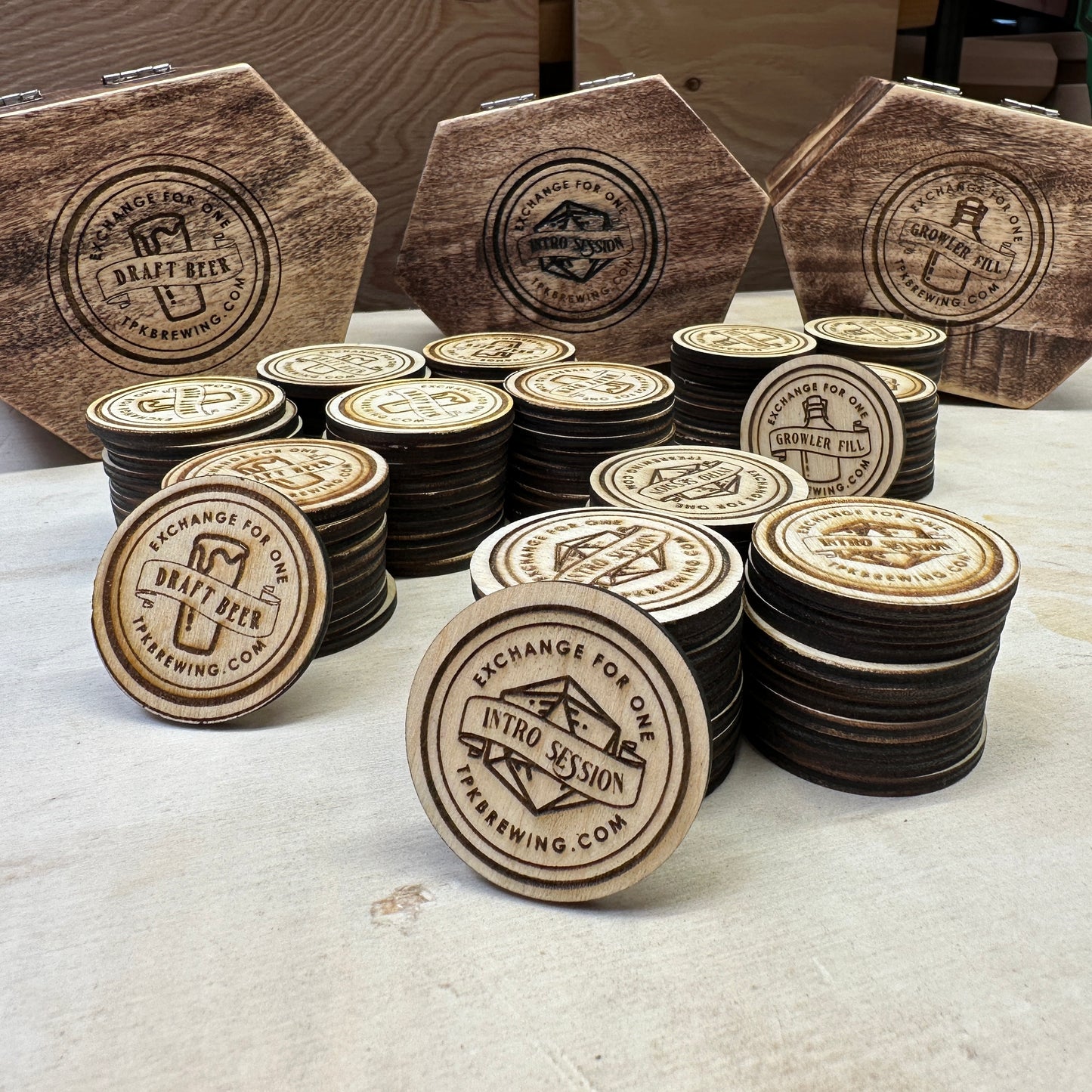 Custom Laser Engraved 1.5 Inch Wooden Token